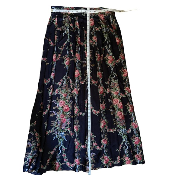 Vintage Herman Geist 100% Rayon Floral Maxi Skirt 0-2 - Picture 5 of 7